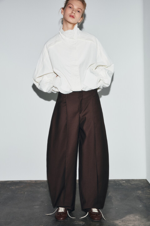 

Брюки-баллон с высокой посадкой и защипами, Коричневый, Брюки-баллон с высокой посадкой и защипами