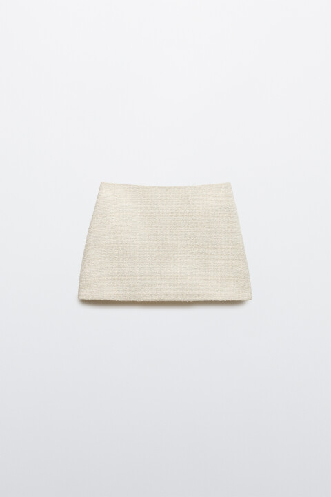 

Юбка-шорты мини твидовая, Молочный, Юбка-шорты мини твидовая