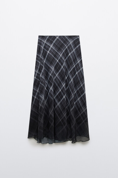 

Юбка-трапеция макси с волнистым краем, Черный, Юбка-трапеция макси с волнистым краем