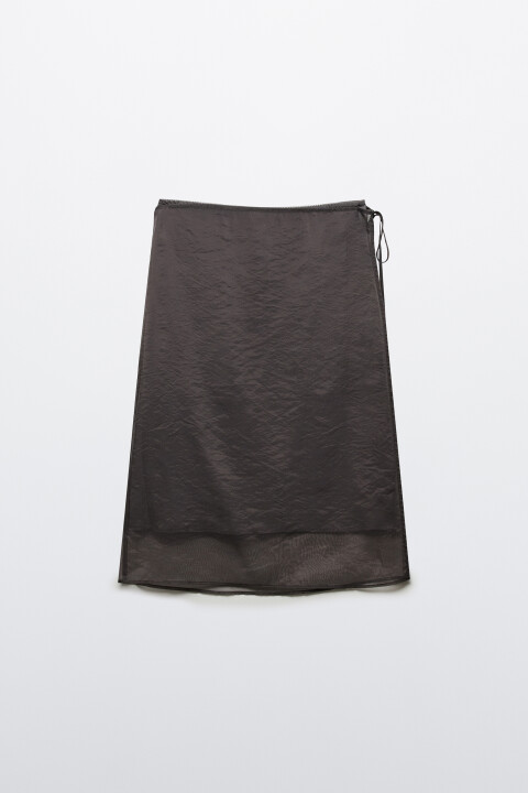 

Юбка миди с полупрозрачным фартуком, Серый, Юбка миди с полупрозрачным фартуком