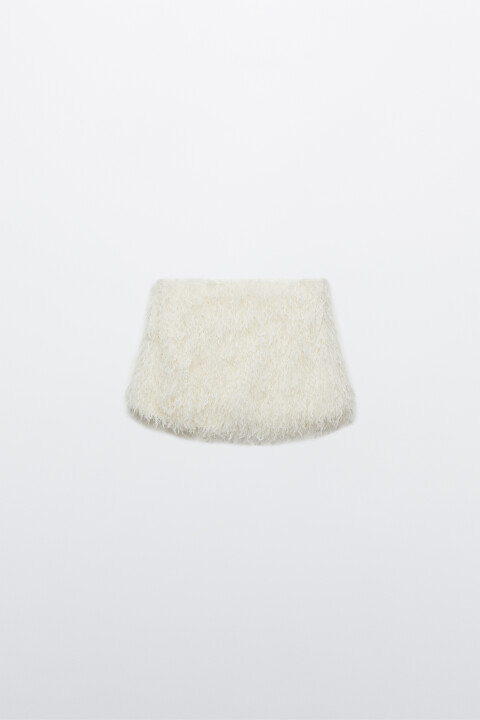 

Юбка-шорты мини с меховой фактурой, Молочный, Юбка-шорты мини с меховой фактурой