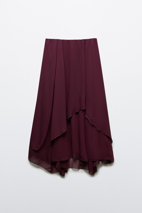 

Юбка-трапеция миди асимметричная, Бордовый, Юбка-трапеция миди асимметричная