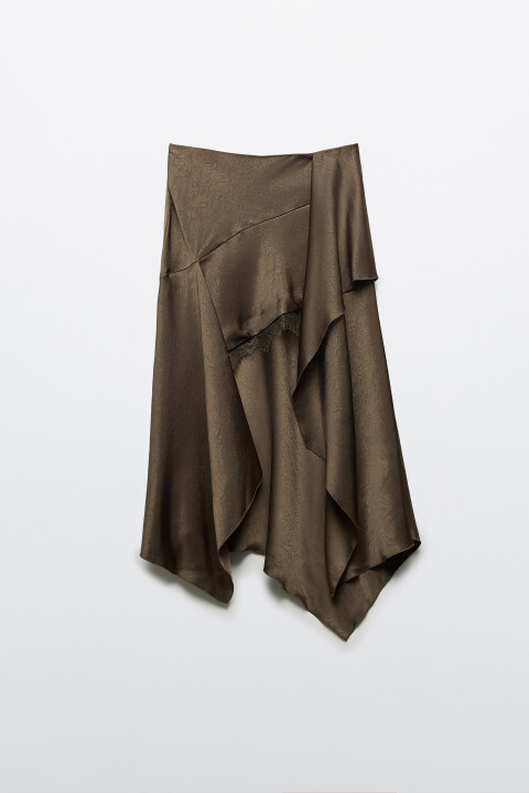 

Юбка миди асимметричная с атласной фактурой, Зеленый, Юбка миди асимметричная с атласной фактурой