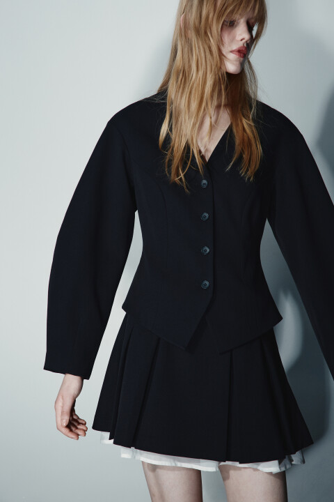 

Платье-жакет мини с двойной юбкой, Черный, Платье-жакет мини с двойной юбкой