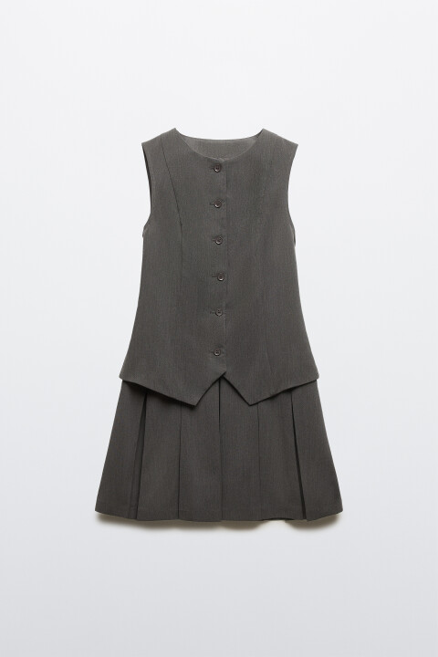 

Платье мини костюмное с жилеткой, Серый, Платье мини костюмное с жилеткой