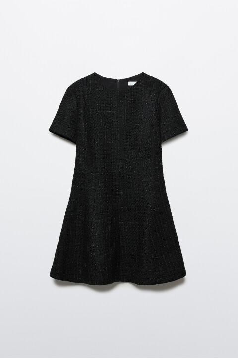 

Платье мини приталенное твидовое, Черный, Платье мини приталенное твидовое