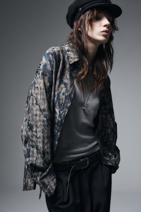 

Рубашка с вареным эффектом и флоковым покрытием, Мультиколор, Рубашка с вареным эффектом и флоковым покрытием