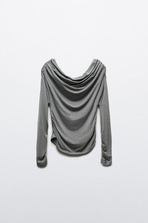 

Блузка off-shoulders с драпировками, Серый, Блузка off-shoulders с драпировками