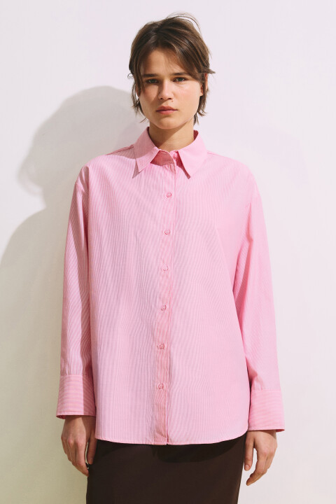 

Рубашка oversize в полоску, Желтый, Рубашка oversize в полоску