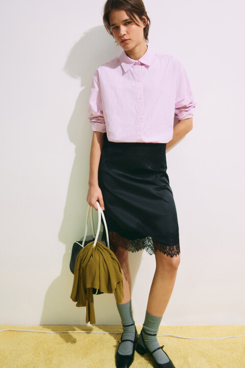 

Рубашка oversize в полоску, Розовый, Рубашка oversize в полоску