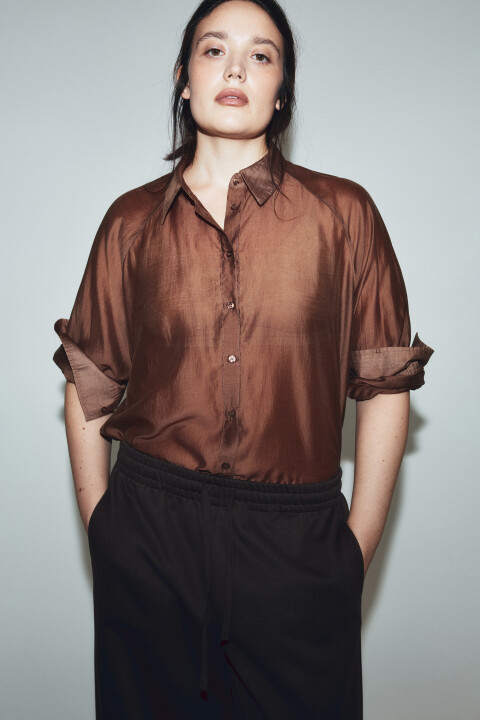 

Рубашка полупрозрачная из лиоцелла, Бежевый, Рубашка полупрозрачная из лиоцелла