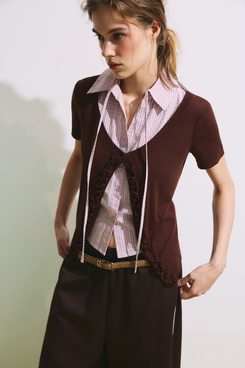 

Рубашка клетчатая с джемпером, Синий, Рубашка клетчатая с джемпером