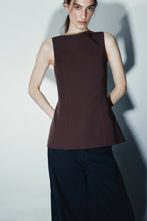 

Блузка-жилет приталенная, Коричневый, Блузка-жилет приталенная