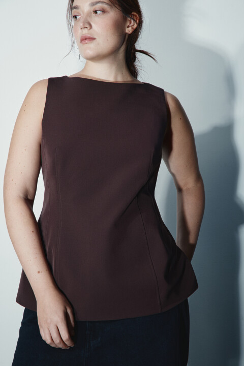 

Блузка-жилет приталенная, Коричневый, Блузка-жилет приталенная