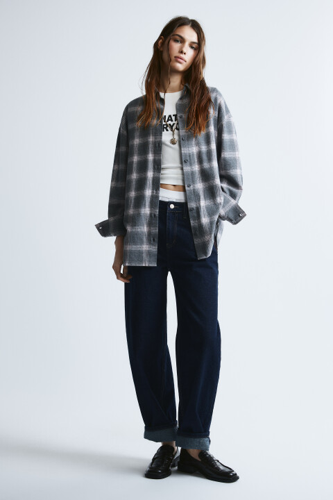 

Рубашка фланелевая в клетку, Серый, Рубашка фланелевая в клетку