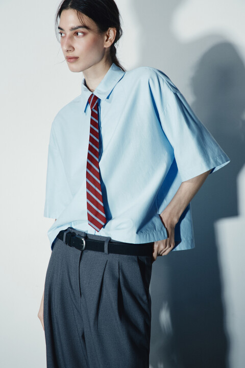 

Рубашка oversize с галстуком, Голубой, Рубашка oversize с галстуком