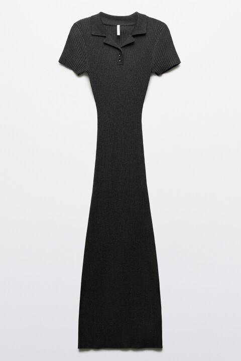 

Платье-поло макси облегающее в рубчик, Синий, Платье-поло макси облегающее в рубчик