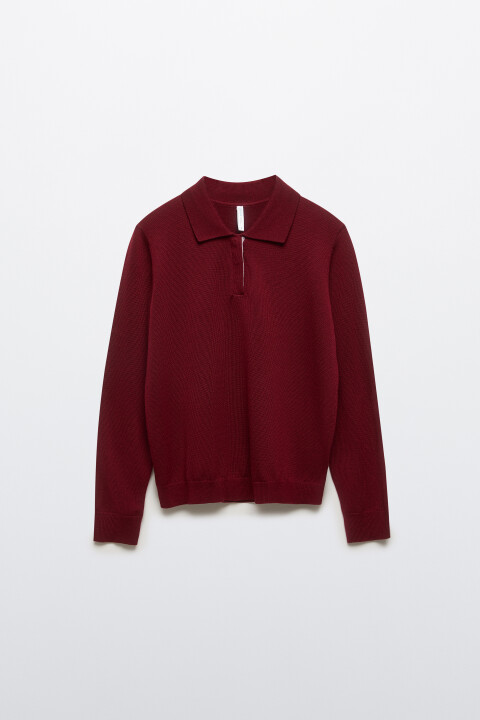 

Джемпер-поло вязаный, Бордовый, Джемпер-поло вязаный