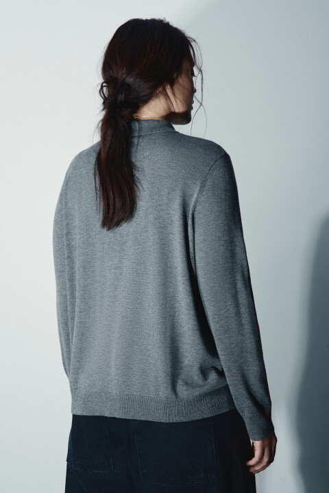 

Джемпер-поло вязаный больших размеров, Серый, Джемпер-поло вязаный больших размеров