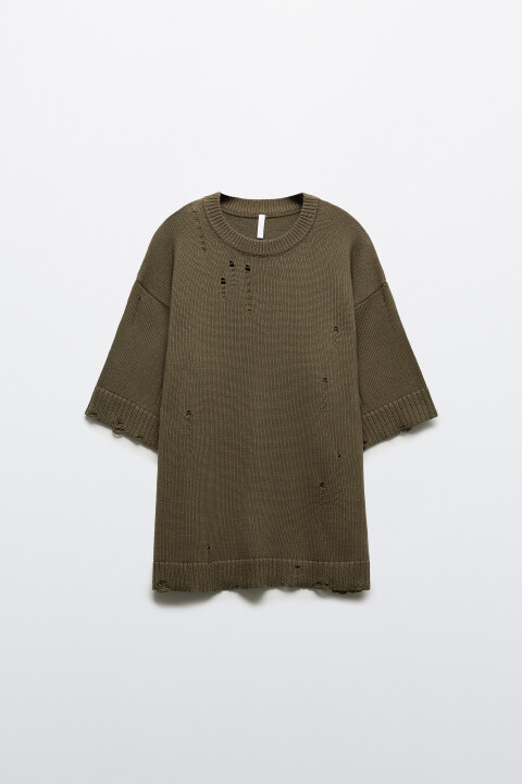 

Футболка вязаная рваная, Зеленый, Футболка вязаная рваная