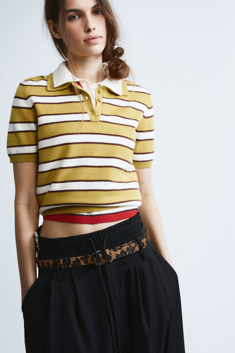 

Футболка-вязаная в полоску, Зеленый, Футболка-вязаная в полоску