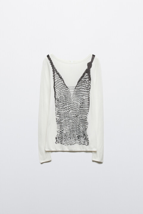 

Джемпер вязаный с имитацией майки, Белый, Джемпер вязаный с имитацией майки