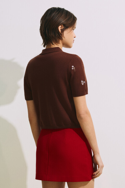 

Футболка-поло с вышивкой, Молочный, Футболка-поло с вышивкой