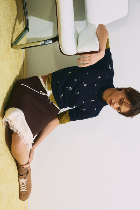 

Футболка-поло с вышивкой, Синий, Футболка-поло с вышивкой