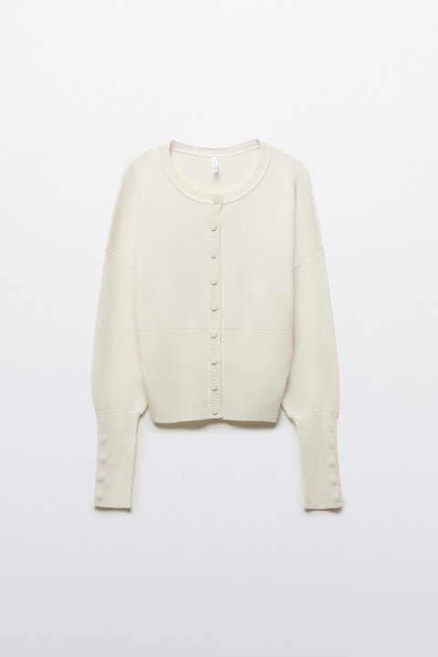 

Кардиган вязаный на кнопках, Молочный, Кардиган вязаный на кнопках