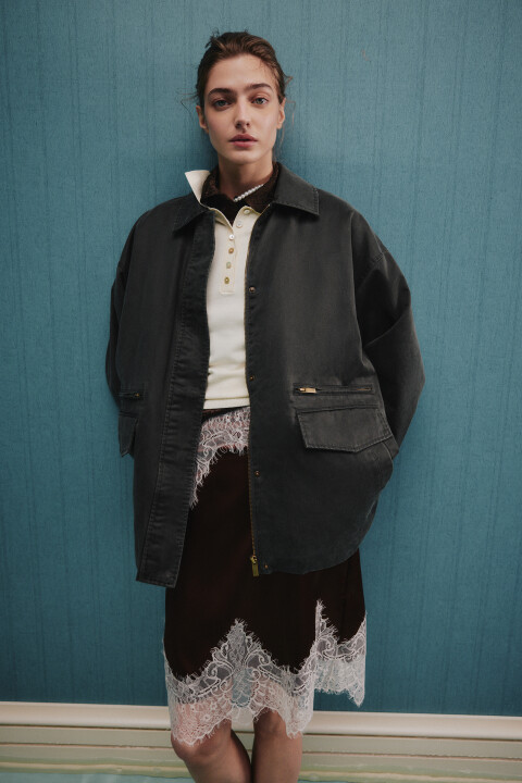 

Куртка вощеная утепленная с отложным воротником, Зеленый, Куртка вощеная утепленная с отложным воротником