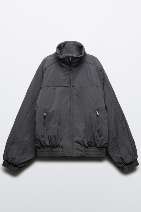 

Куртка укороченная с воротником-стойкой, Серый, Куртка укороченная с воротником-стойкой