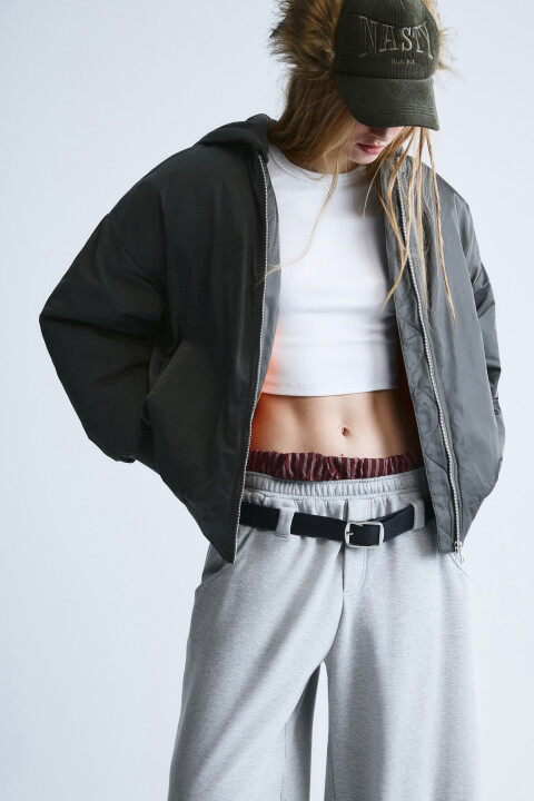 

Куртка-бомбер oversize с капюшоном, Зеленый, Куртка-бомбер oversize с капюшоном