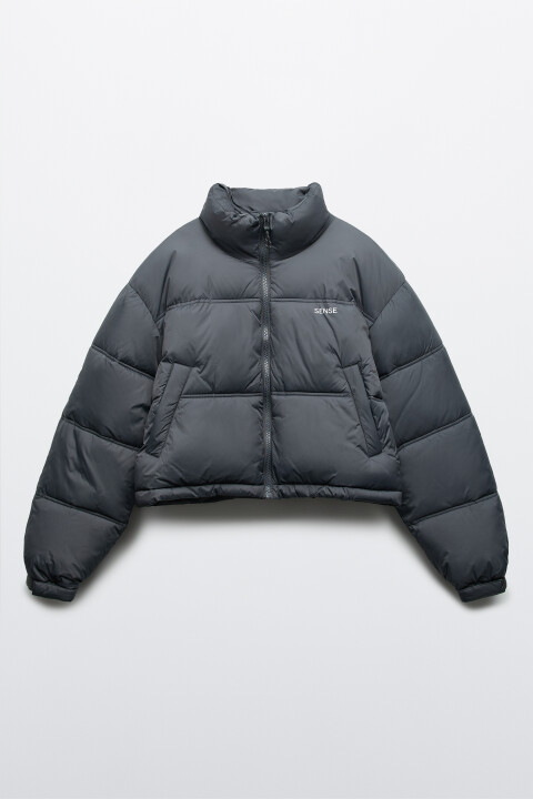 

Куртка укороченная с воротником-стойкой, Серый, Куртка укороченная с воротником-стойкой