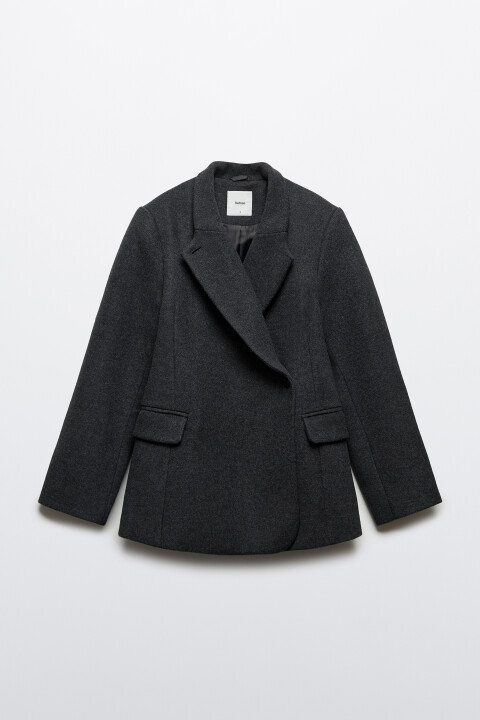 

Пальто драповое приталенное с отложным воротником, Серый, Пальто драповое приталенное с отложным воротником