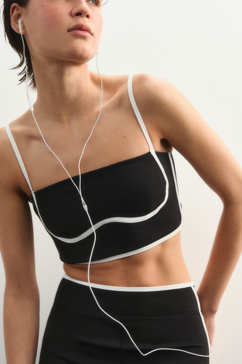 

Майка-топ спортивная с контрастной окантовкой, Черный, Майка-топ спортивная с контрастной окантовкой