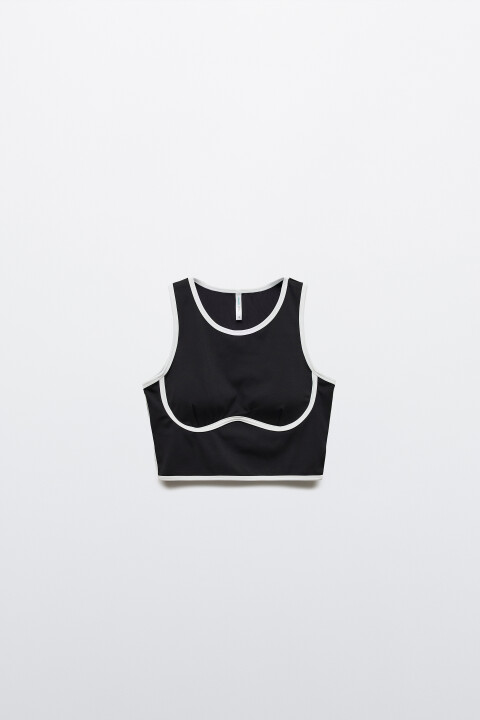 

Майка-топ спортивная с контрастной окантовкой, Черный, Майка-топ спортивная с контрастной окантовкой