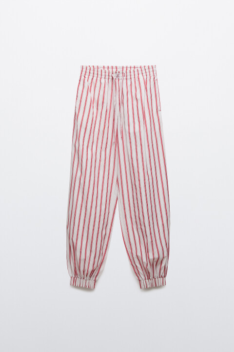 

Брюки-джоггеры домашние на завязках в полоску, Красный, Брюки-джоггеры домашние на завязках в полоску