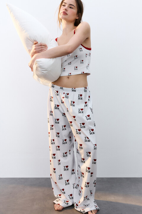 

Брюки домашние с принтом, Белый, Брюки домашние с принтом