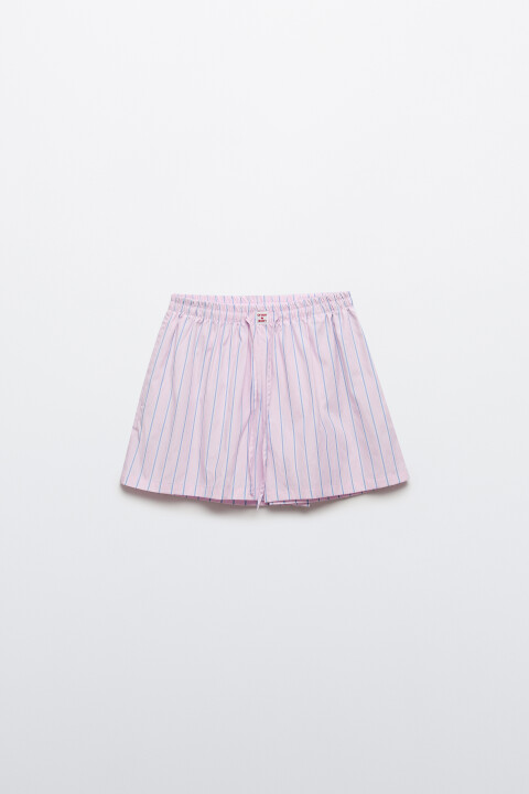 

Шорты домашние на завязках с принтом в полоску, Голубой, Шорты домашние на завязках с принтом в полоску