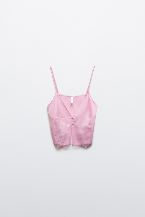 

Майка-топ домашняя с атласной фактурой и кружевом, Розовый, Майка-топ домашняя с атласной фактурой и кружевом