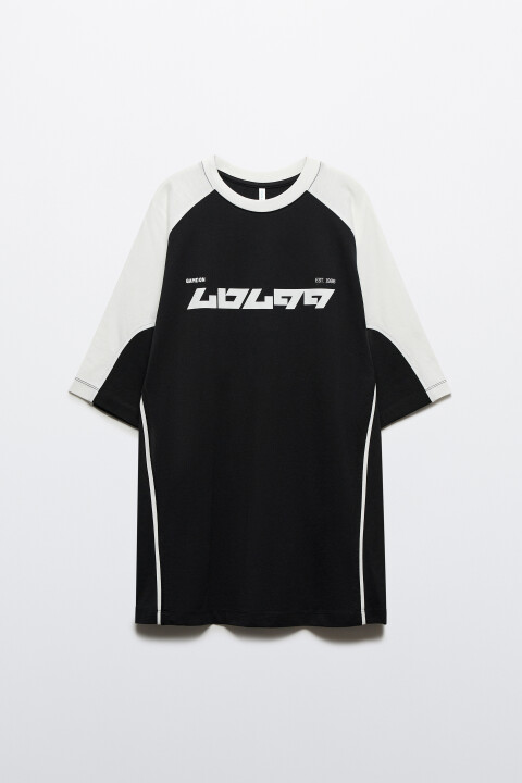 

Футболка-джерси оверсайз с принтом, Белый, Футболка-джерси оверсайз с принтом