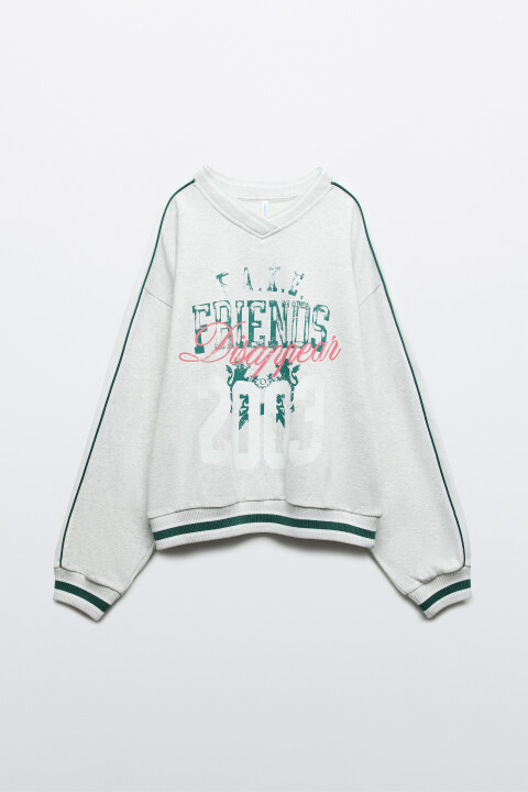 

Свитшот из футера с принтом, Серый, Свитшот из футера с принтом