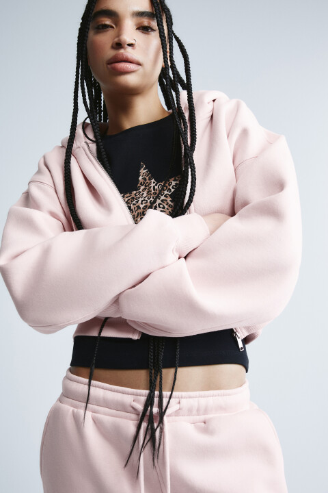 

Худи-зипка флисовая укороченная, Розовый, Худи-зипка флисовая укороченная