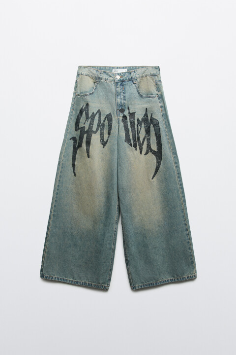 

Джинсы baggy fit с принтом, Синий, Джинсы baggy fit с принтом