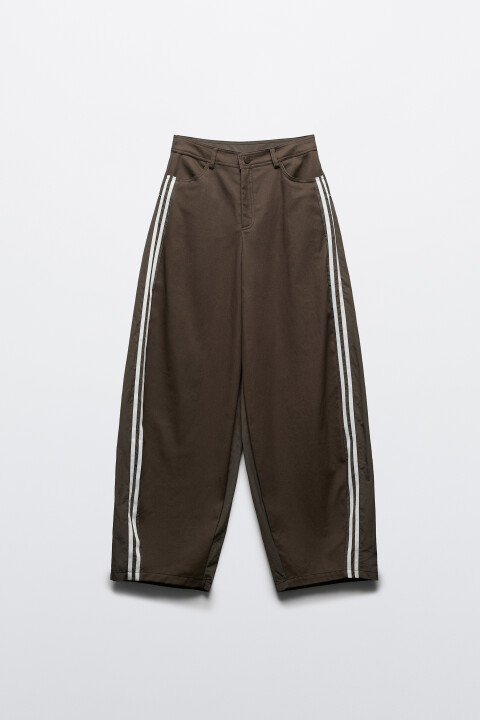 

Брюки wide leg твиловые с лампасами, Зеленый, Брюки wide leg твиловые с лампасами