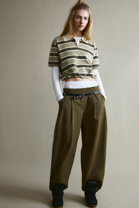 

Брюки barrel fit со средней посадкой, Зеленый, Брюки barrel fit со средней посадкой