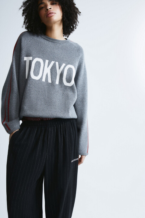 

Джемпер вязаный с лампасами, Серый, Джемпер вязаный с лампасами