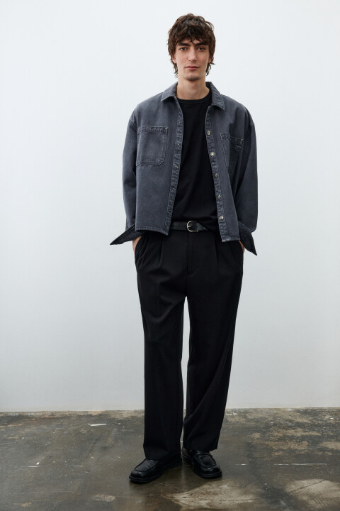 

Брюки прямые из костюмной ткани, Черный, Брюки прямые из костюмной ткани