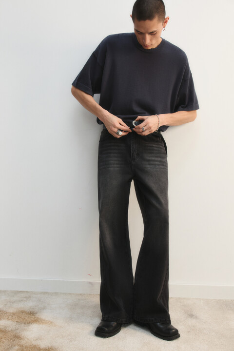 

Джинсы клеш с декоративными швами, Черный, Джинсы клеш с декоративными швами