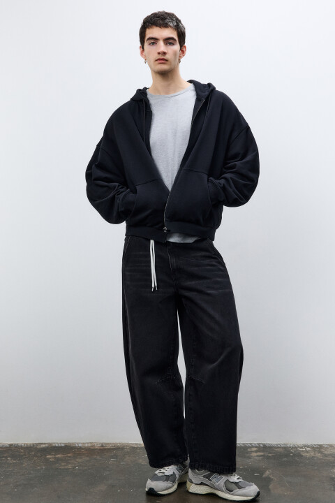 

Джинсы baggy fit с потертостями, Черный, Джинсы baggy fit с потертостями